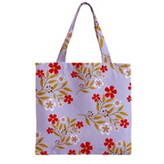 Nature Illustration Pattern Flower Floral Zipper Grocery Tote Bag