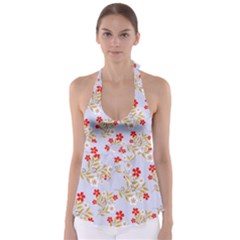 Nature Illustration Pattern Flower Floral Babydoll Tankini Top