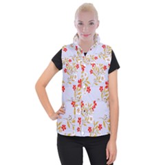 Nature Illustration Pattern Flower Floral Women s Button Up Vest