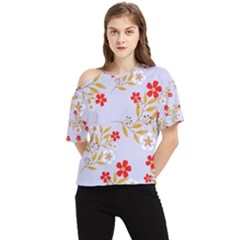 Nature Illustration Pattern Flower Floral One Shoulder Cut Out Tee