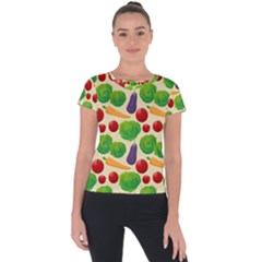 Food Illustration Pattern Texture Short Sleeve Sports Top 