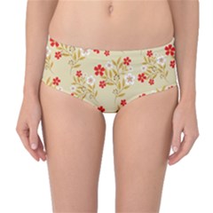 Illustration Pattern Flower Floral Mid-waist Bikini Bottoms