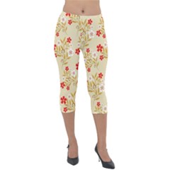 Illustration Pattern Flower Floral Lightweight Velour Capri Leggings 