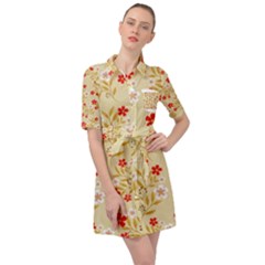 Illustration Pattern Flower Floral Belted Shirt Dress by Ravend