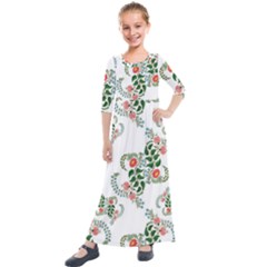 Background Pattern Texture Design Kids  Quarter Sleeve Maxi Dress