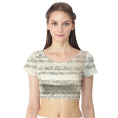 Music Beige Vintage Paper Background Design Short Sleeve Crop Top