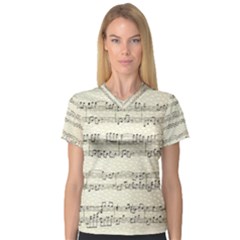 Music Beige Vintage Paper Background Design V-Neck Sport Mesh Tee