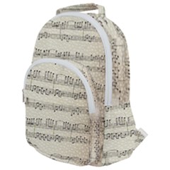 Music Beige Vintage Paper Background Design Rounded Multi Pocket Backpack by Ravend