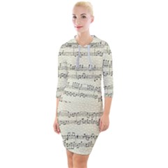 Music Beige Vintage Paper Background Design Quarter Sleeve Hood Bodycon Dress