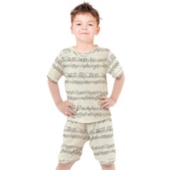 Music Beige Vintage Paper Background Design Kids  Tee And Shorts Set by Ravend