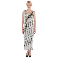 Music Notes Note Music Melody Sound Pattern Fitted Maxi Dress