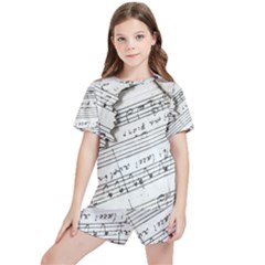 Music Notes Note Music Melody Sound Pattern Kids  Tee And Sports Shorts Set