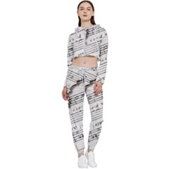 Music Notes Note Music Melody Sound Pattern Cropped Zip Up Lounge Set