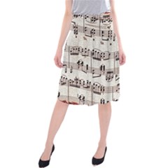 Vintage Beige Music Paper Background Design Midi Beach Skirt by Ravend