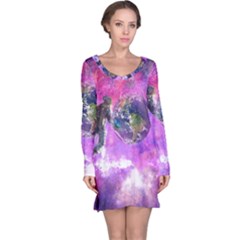 Astronaut Earth Space Planet Fantasy Long Sleeve Nightdress