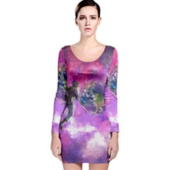 Astronaut Earth Space Planet Fantasy Long Sleeve Velvet Bodycon Dress