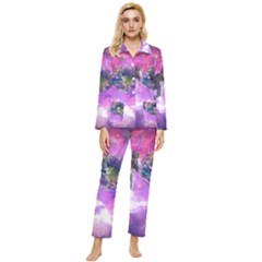 Astronaut Earth Space Planet Fantasy Womens  Long Sleeve Velvet Pocket Pajamas Set