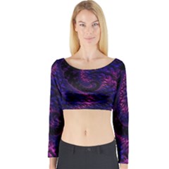 Fractal Mandelbrot Abstract Background Pattern Long Sleeve Crop Top by danenraven