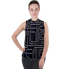 Illustration Circuit Cpu Pcb Electronic Wires Mock Neck Chiffon Sleeveless Top by Wegoenart