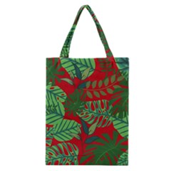 Leaves Pattern Red Green Nature Classic Tote Bag by Wegoenart