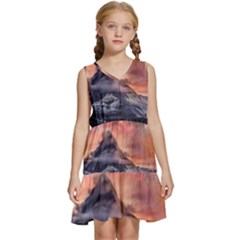 Mountain Cosmos Universe Nature Kids  Sleeveless Tiered Mini Dress