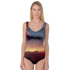 Fantasy World Red Bubbles Landscape Princess Tank Leotard  by Wegoenart