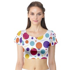 Background Polka Dot Short Sleeve Crop Top