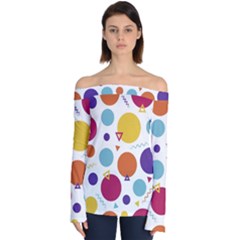 Background Polka Dot Off Shoulder Long Sleeve Top