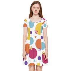 Background Polka Dot Inside Out Cap Sleeve Dress