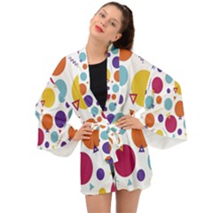 Background Polka Dot Long Sleeve Kimono