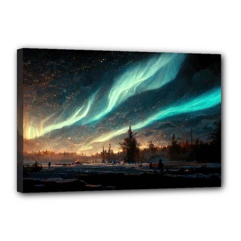 Northern Light North Sky Night Canvas 18  X 12  (stretched) by Ravend