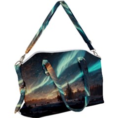 Northern Light North Sky Night Canvas Crossbody Bag by Ravend