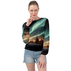 Northern Light North Sky Night Banded Bottom Chiffon Top by Ravend