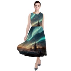 Northern Light North Sky Night Round Neck Boho Dress