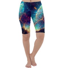 Abstract Galactic Wallpaper Cropped Leggings  by Ravend