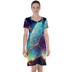 Abstract Galactic Wallpaper Short Sleeve Nightdress