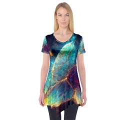 Abstract Galactic Wallpaper Short Sleeve Tunic 