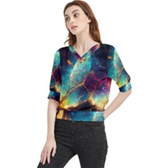 Abstract Galactic Wallpaper Quarter Sleeve Blouse