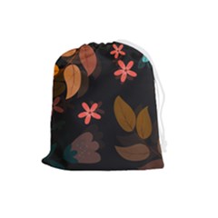 Flower Leaves Background Floral Drawstring Pouch (large)