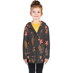 Flower Leaves Background Floral Kids  Double Breasted Button Coat