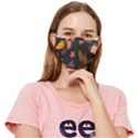 Flower Leaves Background Floral Fitted Cloth Face Mask (Adult) View1
