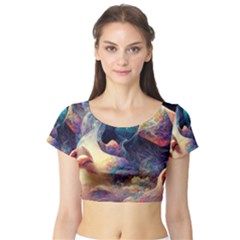 Quantum Physics Dreaming Lucid Short Sleeve Crop Top