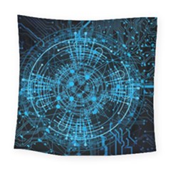 Network Circuit Board Trace Square Tapestry (large)