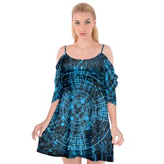 Network Circuit Board Trace Cutout Spaghetti Strap Chiffon Dress