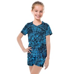 Network Circuit Board Trace Kids  Mesh Tee And Shorts Set