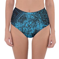 Network Circuit Board Trace Reversible High-waist Bikini Bottoms