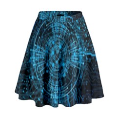 Network Circuit Board Trace High Waist Skirt by Ravend