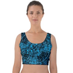 Network Circuit Board Trace Velvet Crop Top