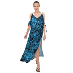 Network Circuit Board Trace Maxi Chiffon Cover Up Dress