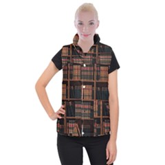 Book Bookshelf Bookcase Library Women s Button Up Vest by Ravend